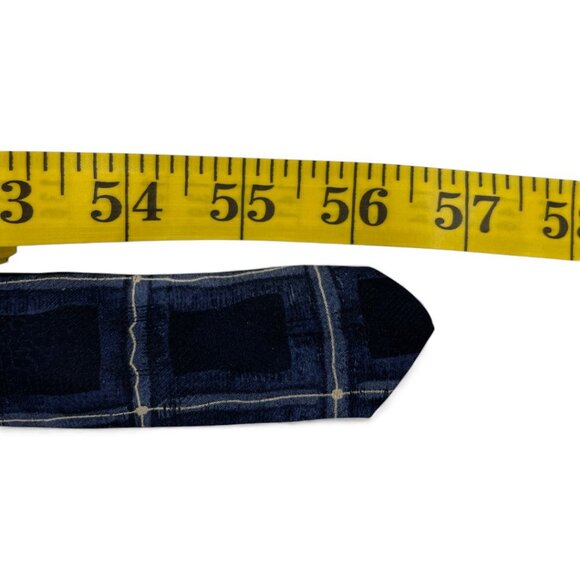 Bill Blass Silk Tie Geometric Abstract Blue Cubes - Picture 6 of 6